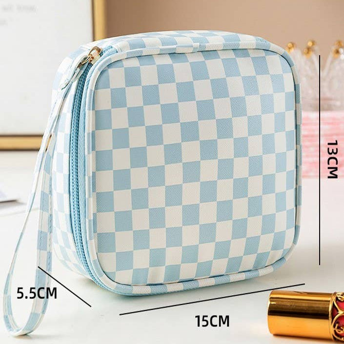 TRAVEL CHECKER MAKEUP COSMETIC POUCH BAG | 40P537