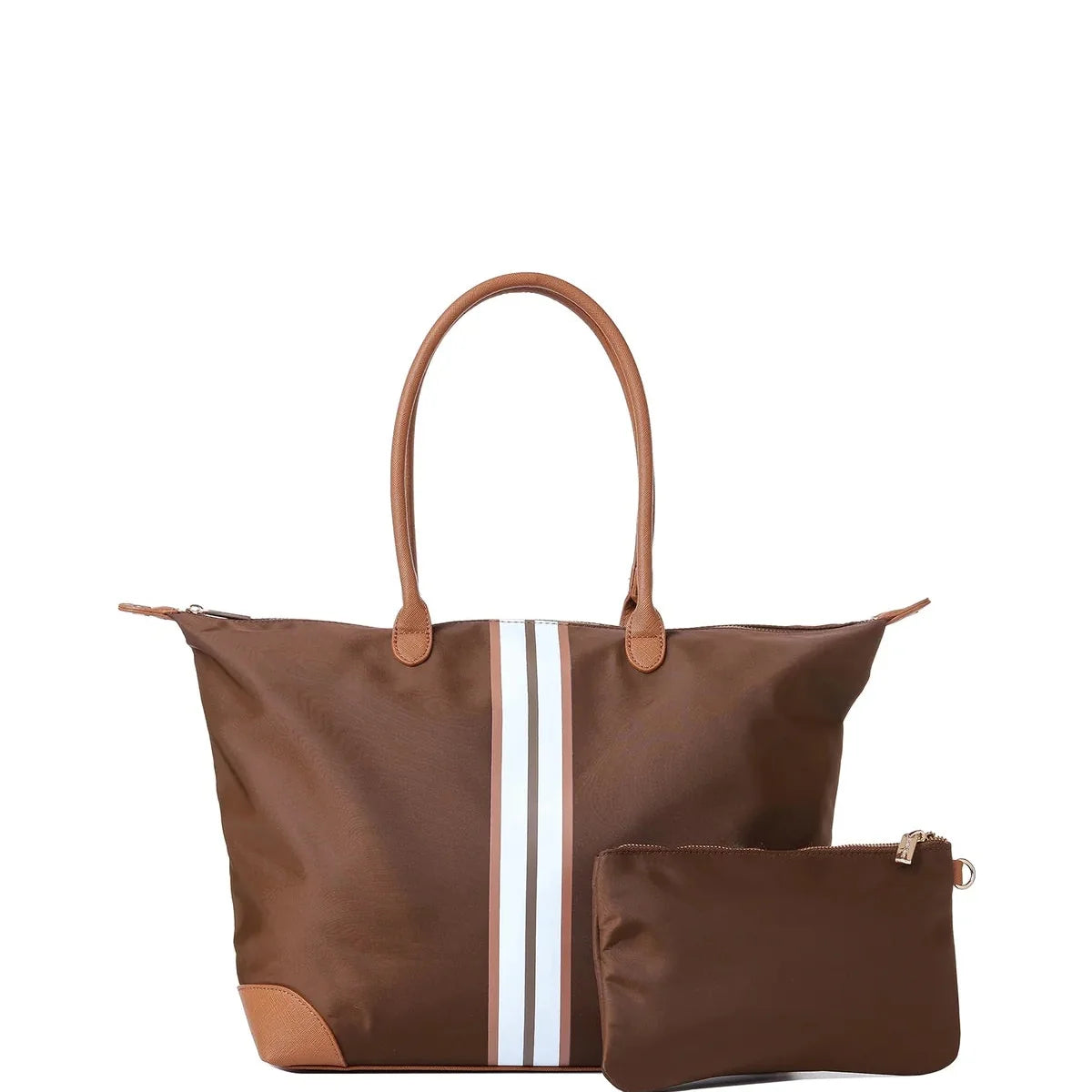Nylon Striped Tote Bag