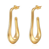 Wavy Earrings, 18K Gold Plated Steel