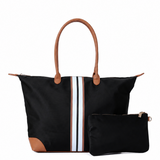 Nylon Striped Tote Bag
