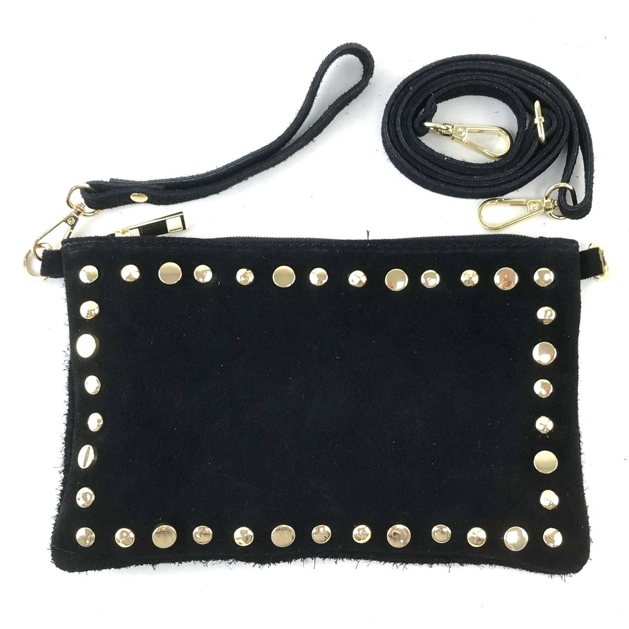 Violet Eco Suede Mix Studs Pouchette Crossbody