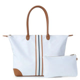 Nylon Striped Tote Bag