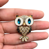 Sparkling Rhinestone Owl Brooch