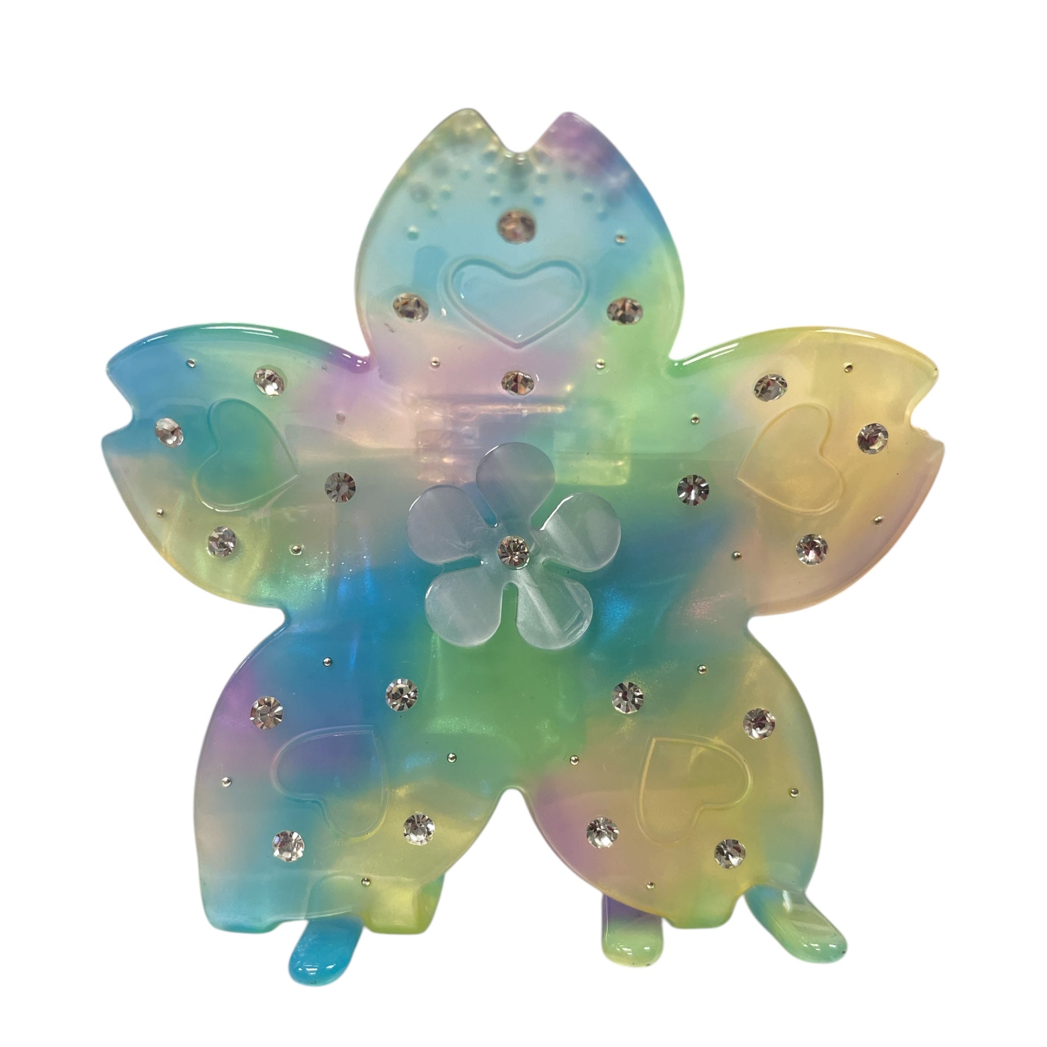 Tie Dye Acrylic Flower Clip with Rhinestone