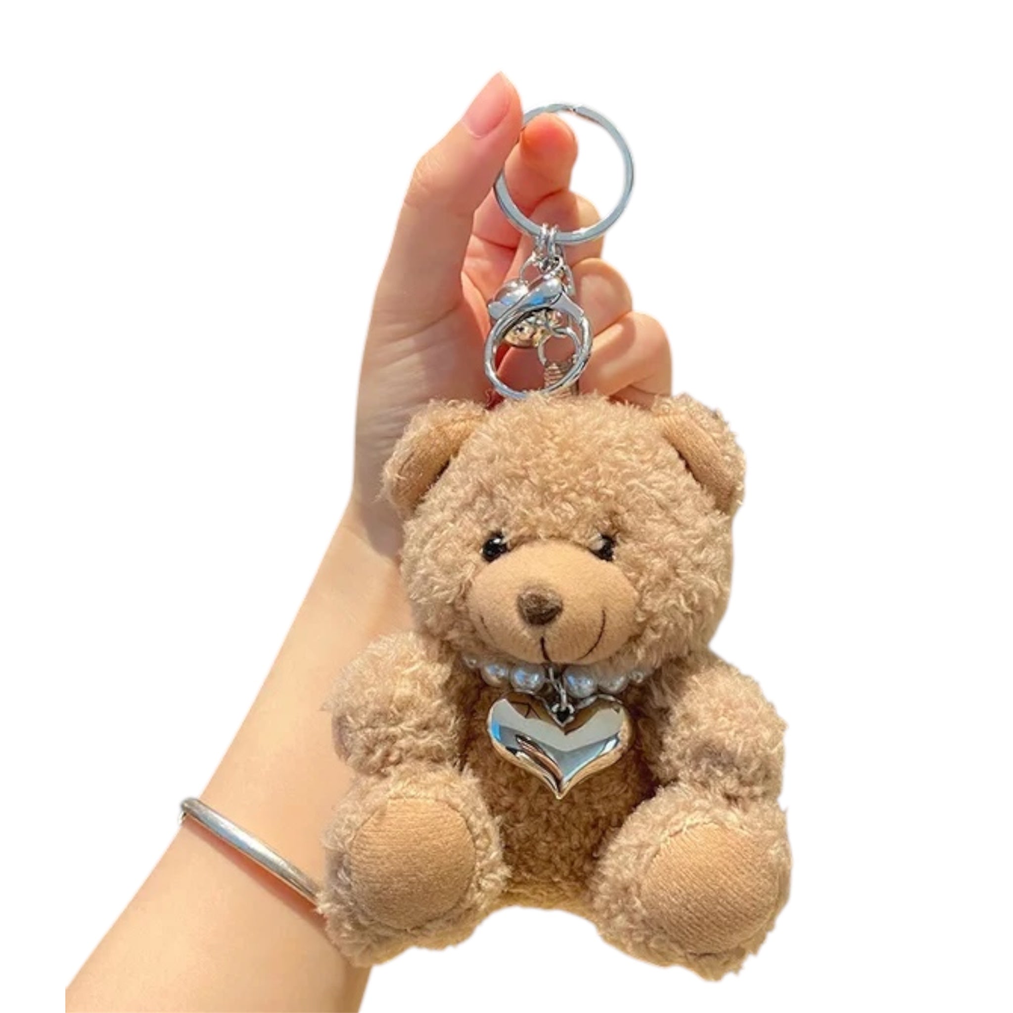 Teddy Bear with Pearls Bag Charm/ Keychain