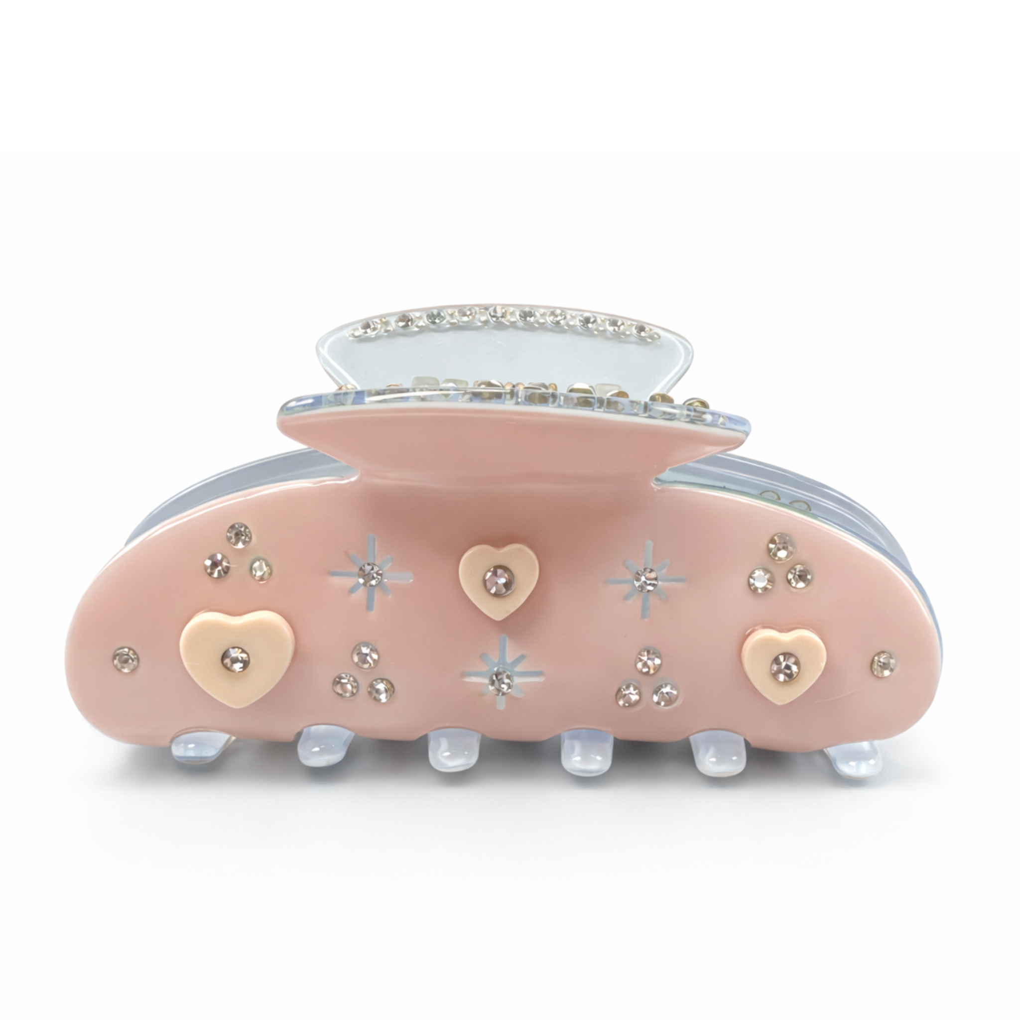 Super Sweet White Rhinestone Heart Clip