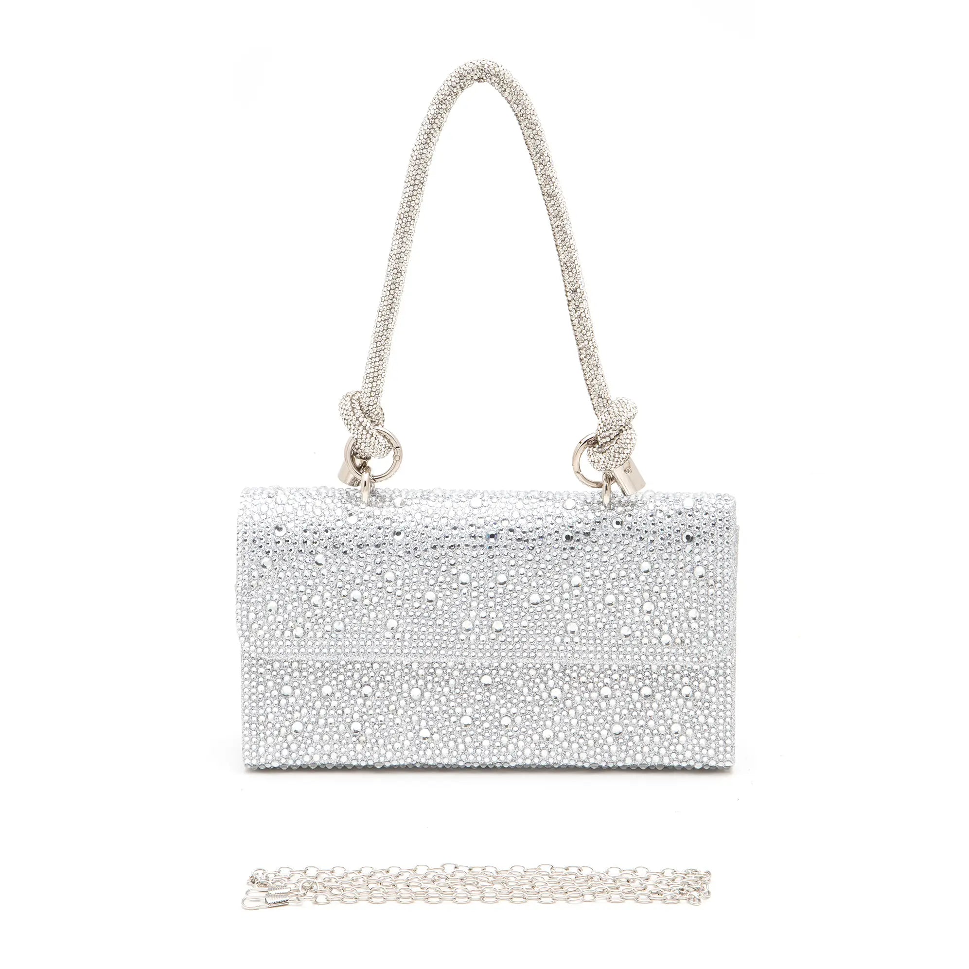 Rhinestone Top Handle Convertible Evening Bag